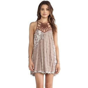 Free People Boho Oversized Floral Lace Tunic Tank Top Dress size Small